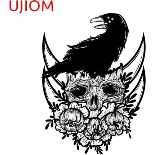 UJIOM Human Skull Raven Childrens Bedroom Decor Mural Art Home Office Bathroom Living Room Decor Moisture Proof Wall Stickers