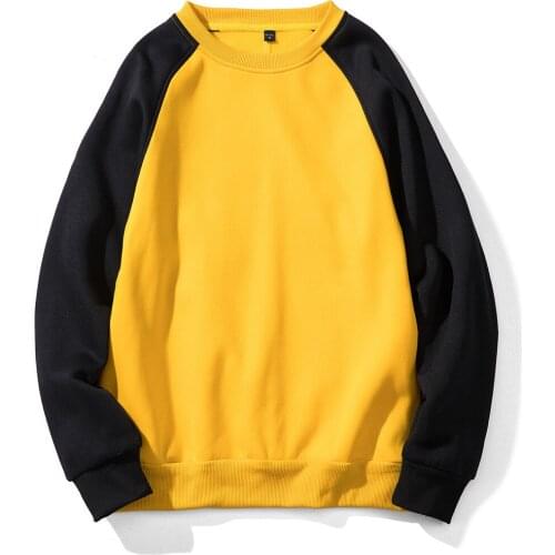 Zuolunouba spring Fashion yellow Patchwork Fleece Pullovers Men and women Hoodies Sweatshirt European size Casual Clothes