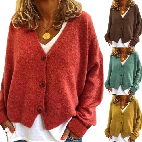 Women Sweaters Cardigan Solid Bright Color Autumn Winter Long Sleeve Cardigan for Women Outwear Knitted Sweaters Cardigan Coat