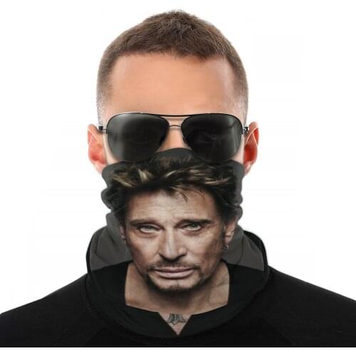 Johnny Hallyday Rock N Roll Scarves Half Face Mask Halloween Tube Scarf Seamless Bandanas Dustproof Headwear Outdoor Climbing