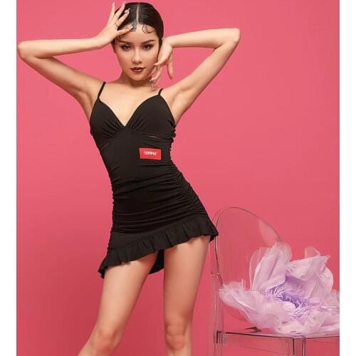 New Latin Dance Practice Clothes Female Sexy Sling Dress Professional Rumba Tango Samba Cha Cha Dance Training Costumes DWY5631