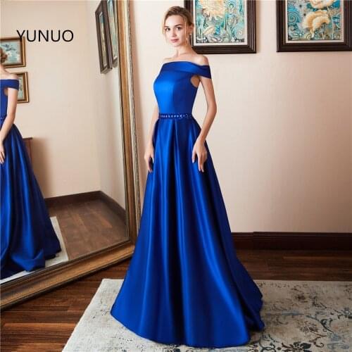 Vestido De Festa A-line Long Prom Dress Vintage Off The Shoulder Evening Dresses Crystal Belt Robe De Soiree 2021