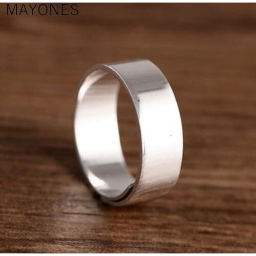 100% 999 Sterling Silver Smooth Open Rings For Women INS Simple Style Fashion Jewelry Accessories