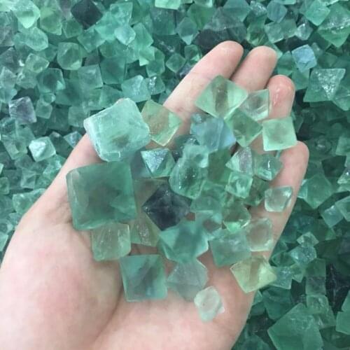 100g Natural Green Fluorite Quartz Crystal Octahedrons Tumbled Stone Rock Specimen AAAA