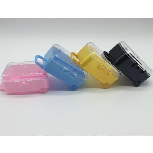 200pcs Clear Mini Rolling Travel Suitcase Candy Box Wedding Favors Box Party Reception Candy Package WA2215