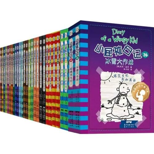 26Pcs/set Bilingual Books of Diary of A Wimpy Kid Simplified Chinese and English Comic Books for Children Kids Books Paperback