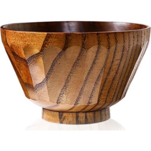 5PCS Household Wooden Bowl Insulation Jujube Wooden Soup Bowl Hand Hammered Rice Bowl Baby Food Supplement Bowl