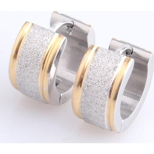 7mm Gold border Scrub 316L Stainless Steel Stud Earrings for men women wholesale