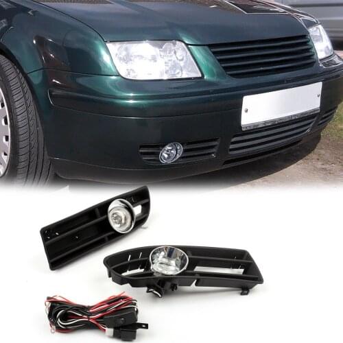 Artudatech Bumper Grille Grill with Driving Fog Lamp Light For JETTA BORA MK4 TDI 1999 2000 2001 2002 2003 2004