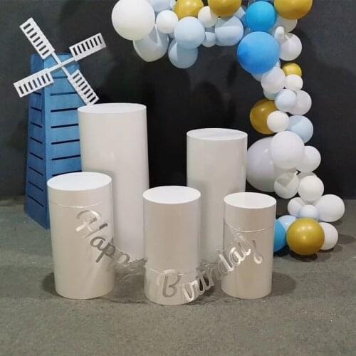 White Round Cylinder Pedestal Display Art Decor Cake Rack Plinths Pillars for DIY Wedding Decorations Holiday