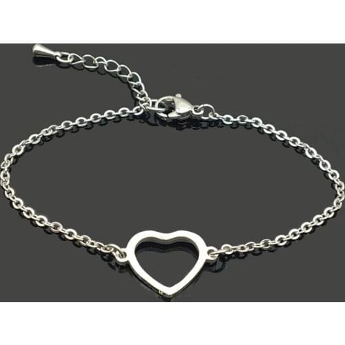 Peach Love Stainless Steel Charm Chain Bracelet Stainless Steel Love Pendant Chain Bracelet For Women Girls