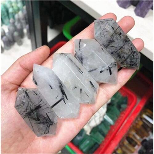 Black Tourmaline Double Wand Point Natural Stones For Home Decoration Gemstones