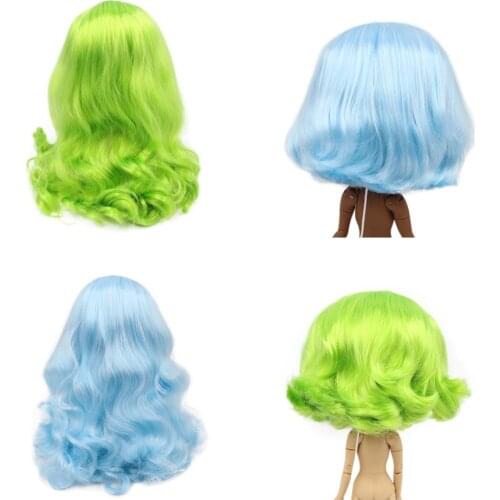 DBS blyth doll icy wig rbl scalp and dome bright green hair blue hair for custom doll DIY accessory