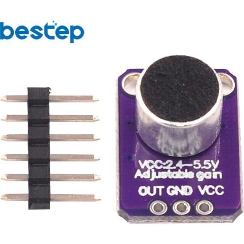 GY-MAX4466 MAX4466 Electret Microphone Amplifier Module Adjustable Gain OUT GND VCC Amplifier Board 2.4-5V DC For Arduino