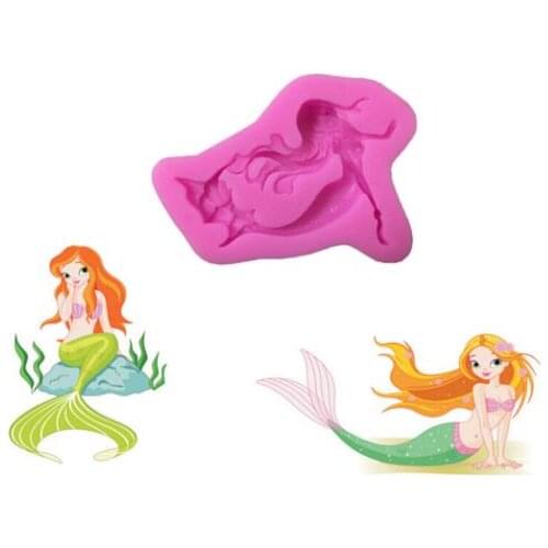 Cake Decorating Tools Mermaid Ocean Princess Fondant Cake Mold Chocolate Biscuit Dessert Pastry Baking Decorative Diy Tools