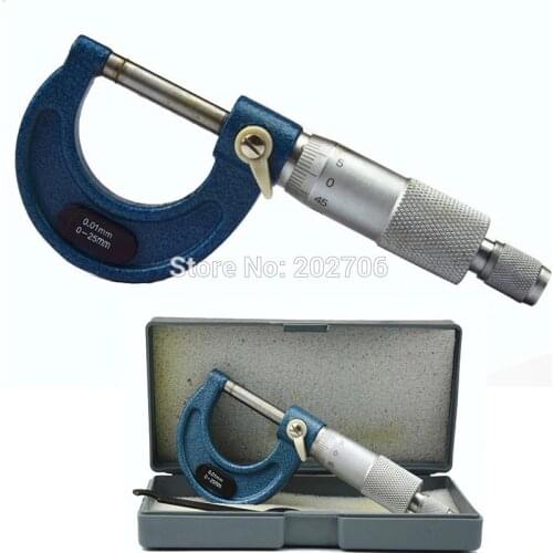 0-25mm Painted Frame Outside Micrometer Caliper Thickness Gauge Measuring InstrumentTool