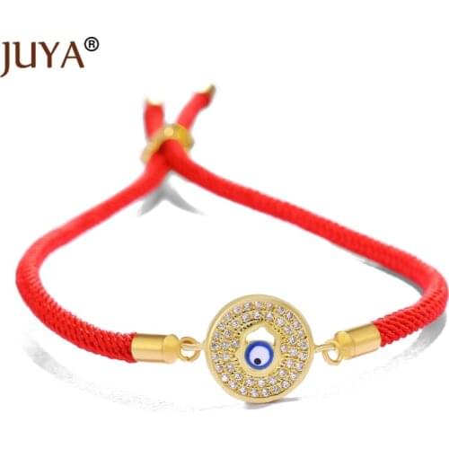 JUYA Fashion Copper Zircon Rhinestone Blue Turkish Evil Eye Charm Rope Bracelet For Women Men Jewelry Gift