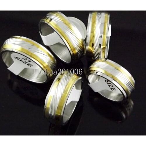 Wholesale - 36 pcs 10mm Golden rim Stainless Steel Ring Fine Fashion Jewelry