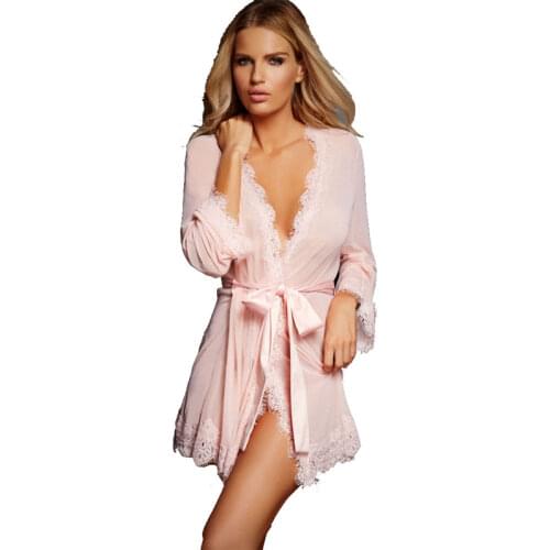 Fashion Hot Selling Womens Sexy Bathrobe Net Yarn Long Eyelash Lace European And American Lingerie Factory Direct Sales