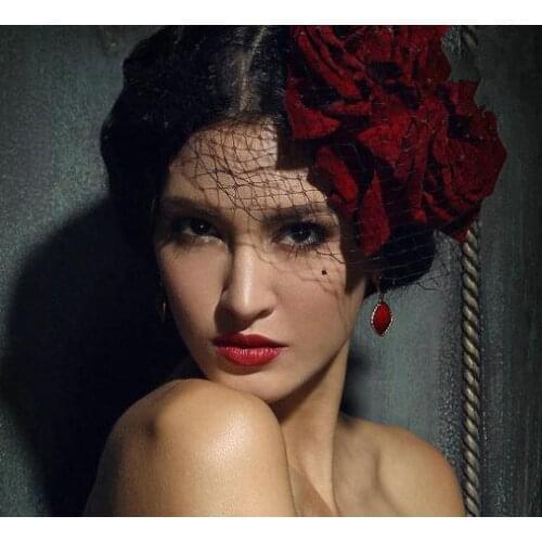 Mini Top Hat Red Flower Rose Hats Veil Gothic Lolita Fancy