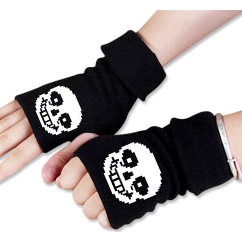 Multi Style Men Women Anime Cartoon Undertale Skeleton Sans Winter Warm Half Finger Glove Cosplay Accessories