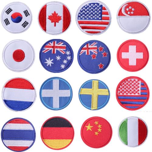 Cartoon National Flag Patch Iron On Patches Embroidered Patches For Clothes Stripes Sewing On Patch For Clothing DIY Applique