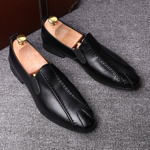 2020 Brand New Luxury Men loafers shoes Black Penny Loafer Patchwork Of Genuine Leather Round Toe Slip On Dress Shoes