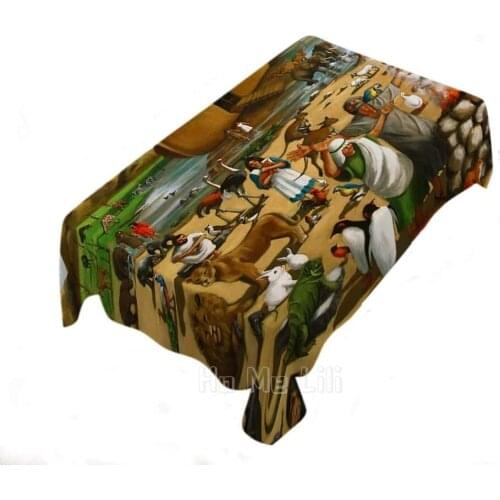 Noah And The Ark Bible Story Flood Rainbow Water Animal Pairs Alatar Rectangle Tablecloth Picnic Bbq Polyester