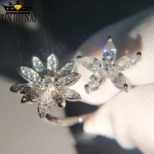2020 new cute women bright snowflake flower small zircon ring wedding jewelry promise engagement ring for women valentine