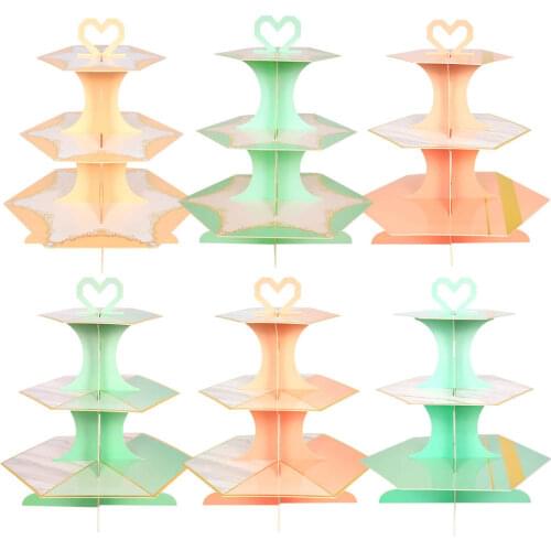 New disposable paper creative cake stand birthday party dessert table layout three-layer bronzing cake stand