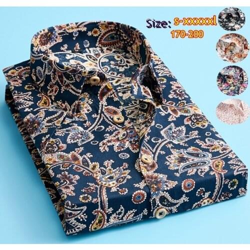2020 Autumn New Mens Floral Printed Shirt 3D Print Long Sleeve Shirt Men Slim Fit Flower Shirt Tops M-5XL Casual Shirts Cotton