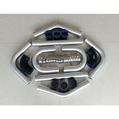 NEW 8PCS 3" 76mm ALUMINIUM UNIVERSAL INTERCOOLER Piping TURBO PIPE +Clamps + silicone hose KIT