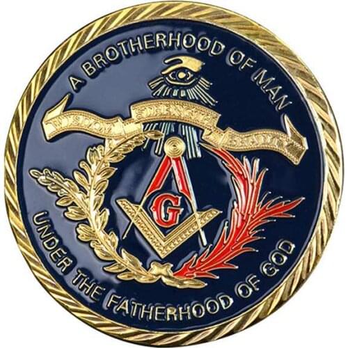 Euro Masonic Association Under A Brotherhood Of Man The Fatherhood Of God Gold Plated Token Challenge Commemorative Coin