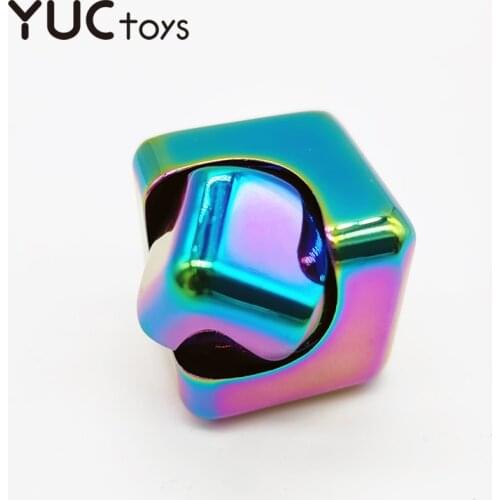 Rainbow Square Fidget Spinners Hand Fingertip Gyro Metal Alloy Toys Cube for Kids Adults New Trend Design Relief Stress Office