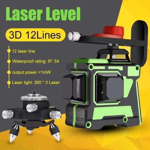 12 Lines 3D Green Laser Level Self-Leveling 360 Degrees Horizontal And Vertical Cross Lines Green Laser Line With Tripod Battery