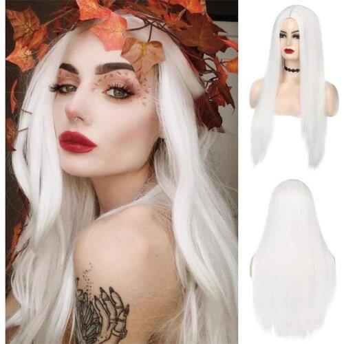 Scheherezade White Lace Front Wig Synthetic Natural Hair Straight Synthetic Lace Wigs Heat Resistant 13×3 Cosplay Wigs For Women