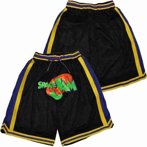 Basketball shorts SPACE JAM Embroidery sewing Zip pocket outdoor sport big size various styles Black purple sandbeach shorts