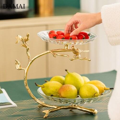 Nordic Modern Brass Fruit Trays Decorative Golden Bird Decor Plating Craft Snacks Display Plates Afternoon Tea Dessert Stand