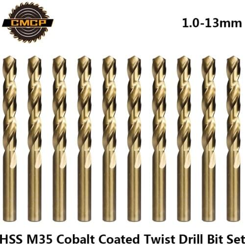 CMCP 1.0-13mm Cobalt Coated Twist Drill Bit Set HSS M35 Gun Drill Bit For Wood/Metal Hole Cutter Power Tools
