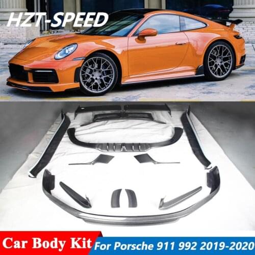 TA Style Carbon Fiber Front Bumper Lip Rear Diffuser Side Skirts Rear Spoiler For Porsche 911 992 Car Tuning 2019-2020