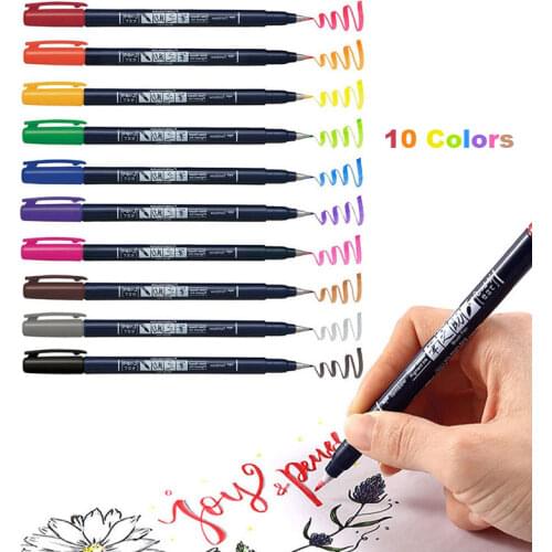 Tombow Brush Pen Marker Pen Writing Drawing Calligraphy Pens Art Supplies School Office Cute Stationery 10 Colors Available
