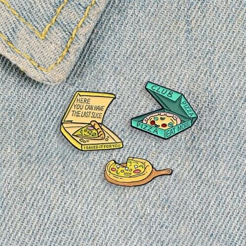 XEDZ Food Club Enamel Lapel Pin Delicious Sausage Pizza Metal Brooch Fashion Jewelry Gift For Kids