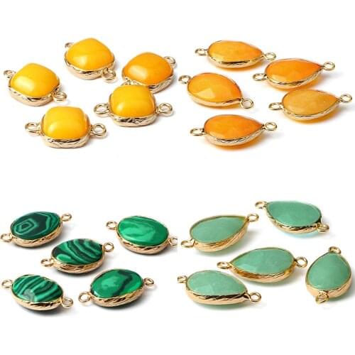 Yellow Green Malachite Natural Stone Smooth Rectangle Shape Pendant For DIY Earring Necklace Bracelet Jewelry Making Accessories