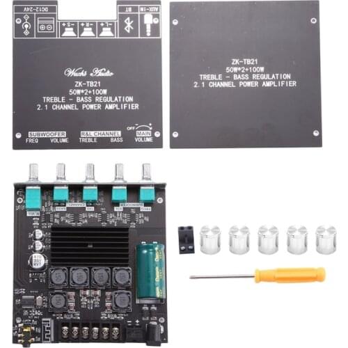 ZK-TB21 TPA3116D2 Bluetooth 5.0 Subwoofer Amplifier Board 50WX2+100W 2.1 Channel Power Audio Stereo Amplifier Board