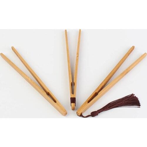 1pcs Wooden Tea Tweezer Tea Tongs Bacon Tea Clip Tongs Bamboo Salad Food Toast bend clip straight clips Kitchen Teaware