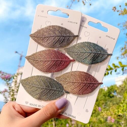 1Pcs New Hairpin Fashion Cloth Leaf Shape Hair Clips Women Elegant Hairpins Barrettes Girls Headbands Lady Hair Pins Accessories