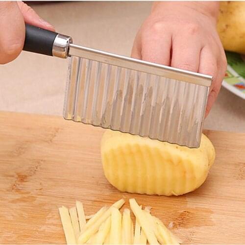 1pc Stainless Steel French Fry Cutters Kitchen Accessories Gadgets Vegetable Cutter Potato Slicer Wavy Potato Chips Chopper