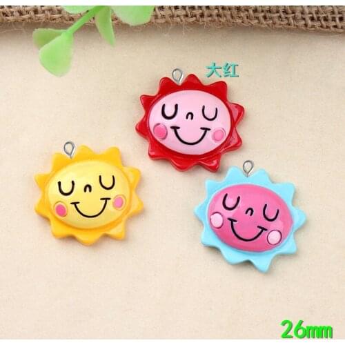 10pcs 26MM Mix DIY Resin sun charms flatback kawaii cabochon resin craft gift jewelry making ornament fridge sticker patch badge
