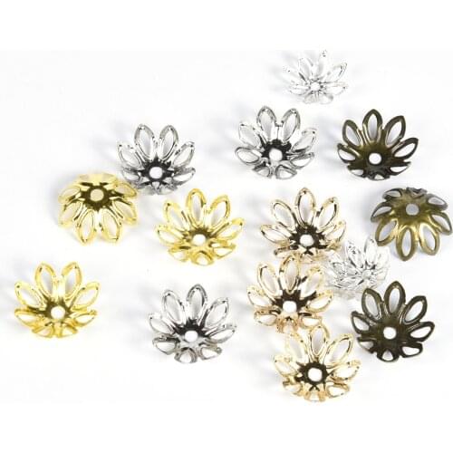 100Pcs/Lot 11 14mm Flower Bead Caps Jewelries DIY Findings Spacer Filigree Charms End Caps For Jewelry Making Supplies