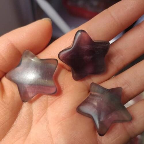 4pcs Natural Crystal Rainbow Fluorite Star Figurine Carved Five Point Gemstone Rose Quartz Mineral Specimen